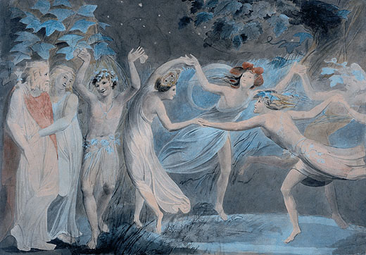 William Blake Oberon, Titania and Puck with Fairies Dancing